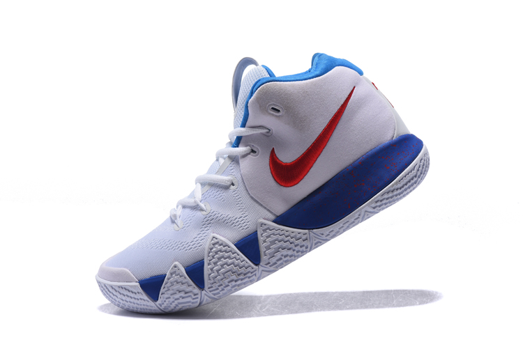 white blue basketball shoes