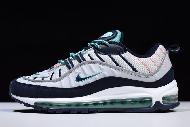 nike air max 98 pure platinum/obsidian/kinetic green/sunset pulse
