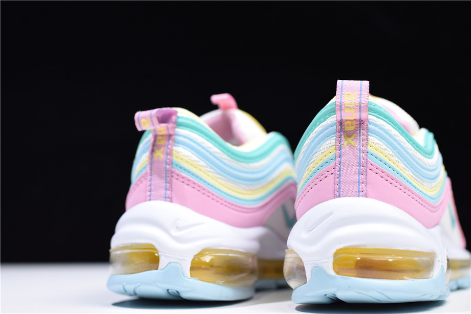 womens nike air max 97 pink white yellow green trainers