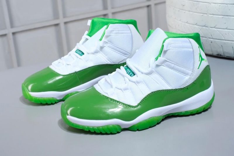 green and white jordans 11