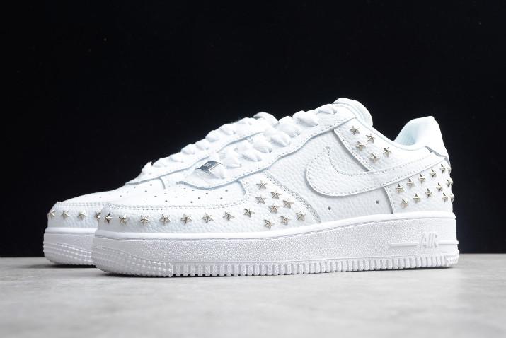 nike white studded air force 1 trainers