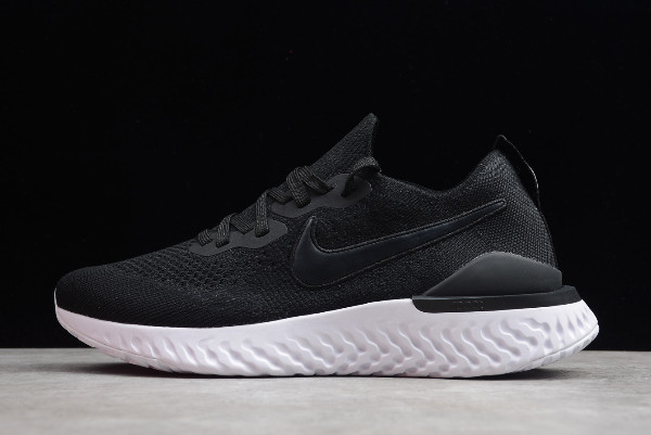 nike running epic react flyknit trainers in black and white
