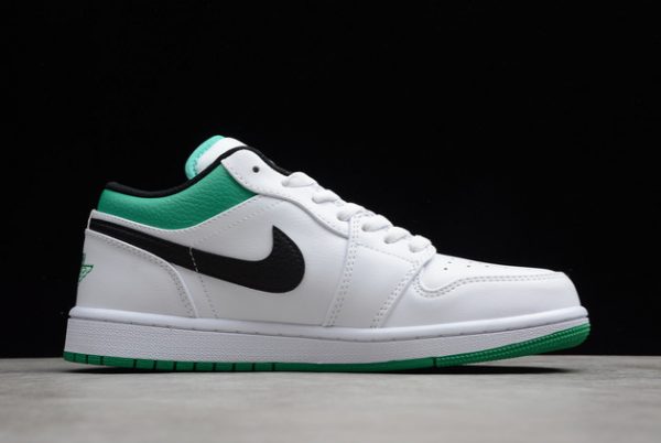 Discount Sale Air Jordan 1 Low White Lucky Green Basketball Shoes 553558-129-2
