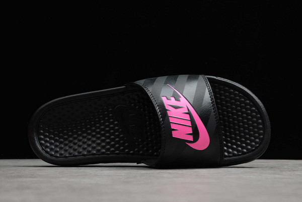 Men/Women Nike Benassi JDI Slide Black Pink Outlet Sale 343881-061