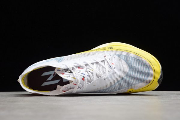 Men/Women Nike ZoomX VaporFly NEXT% 2 White/Yellow Strike Shoes DM9056-100-4