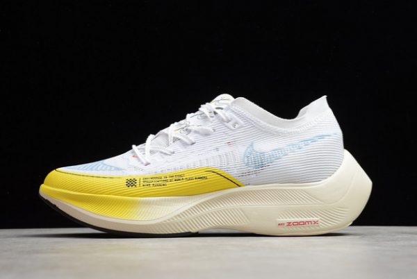 Men/Women Nike ZoomX VaporFly NEXT% 2 White/Yellow Strike Shoes DM9056-100