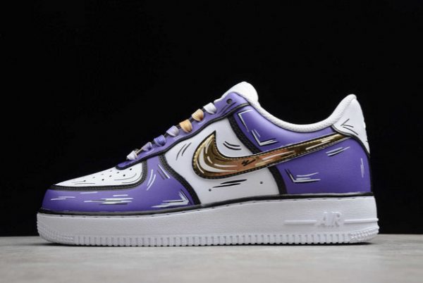 New Release Nike Air Force 1 07 Purple/White-Metallic Gold Outlet Sale CW2288-216