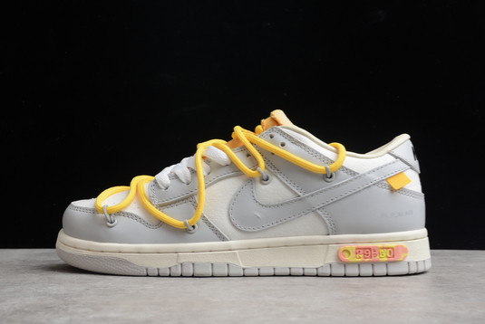 Cheap Sale Off-White x Nike Dunk Low “Lot 48 of 50” Grey Yellow Sneakers DM1602-107