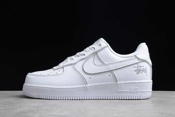 Brand New Stussy x Nike Air Force 1 Low White Silver Reflective Unisex Sneakers BQ6246-019