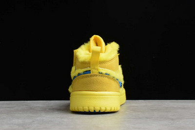 Cheap Sale Kids Air Jordan 1 Mid Yellow Fluff Blue Shoes CU5378-700-4