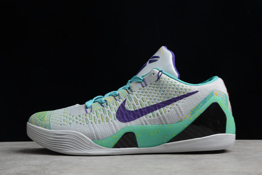 New Sale Nike Kobe 9 IX Grey Green Purple Running Shoes 630487-005