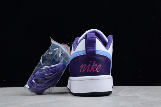 Comfortable Nike Court Borough Low 2 GS White/Blue Shoes BQ5448-106-4