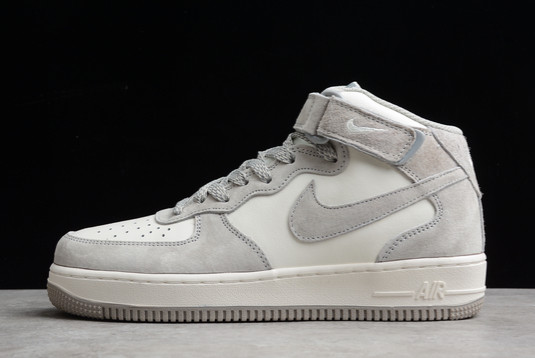 Latest 2021 Nike Air Force 1 07 Mid Beige Grey Unisex Sneakers CQ3866-015