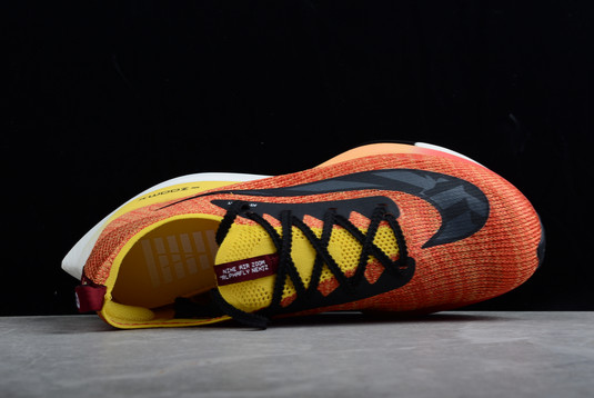 Men/Womens Nike Air Zoom Alphafly Next% Bright Crimson Yellow White Running Shoes DJ5456-300-3