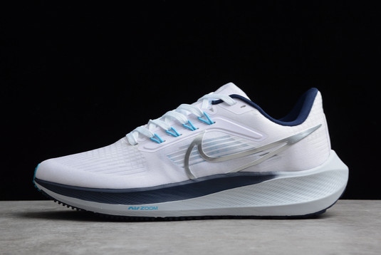 Mens Nike Air Zoom Pegasus 39 White/Silver-Blue Running Shoes DG4071-105