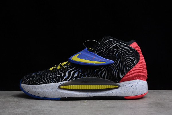 Mens Nike KD 14 EP Kevin Durant XIV Black Blue Red Yellow On Sale CZ0170-004