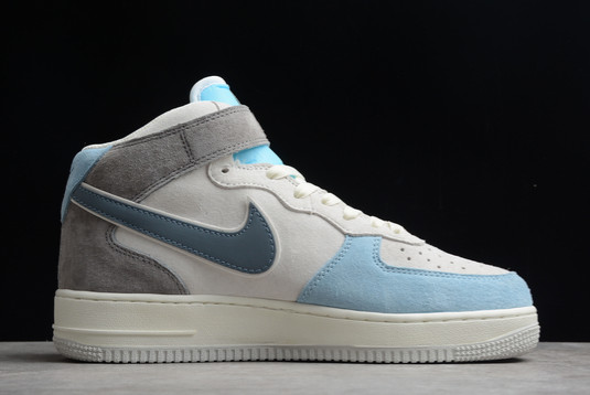 2022 Nike Air Force 1 ’07 Mid Beige/Light Blue-Gray Cheap Sale AL6896-559-1
