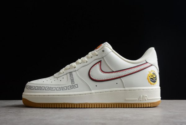 2022 Nike Air Force 1 ’07 Low Beige Black Red For Cheap CH9686-668
