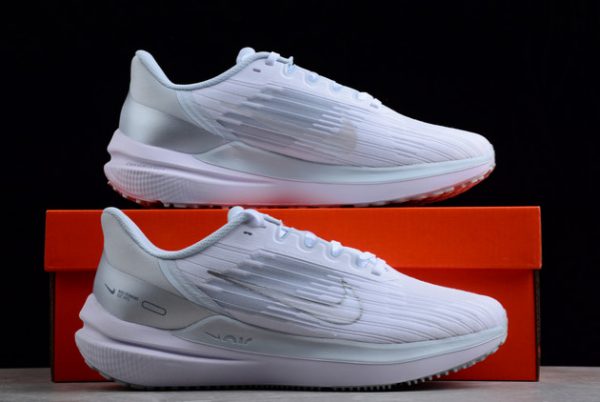 2022 Nike Zoom Winflo 9 White/Metallic Silver Running Shoes DD8686-100-3
