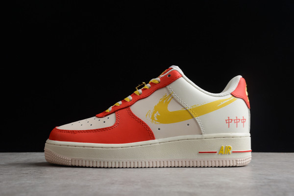 Cheap Sale Nike Air Force 1 Beige Red Gold Sneakers CW1888-601