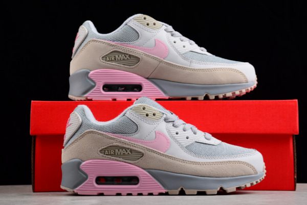 Women's Nike Air Max 90 Vast Grey/Pink-Wolf Grey Lifestyle Shoes CW7483-001-2