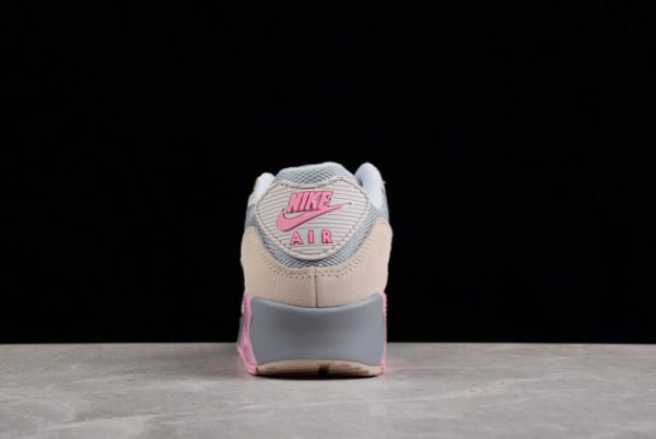 Women's Nike Air Max 90 Vast Grey/Pink-Wolf Grey Lifestyle Shoes CW7483-001-4