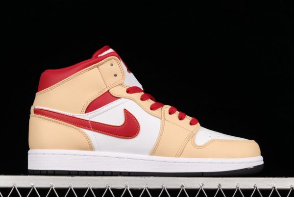 Brand New Air Jordan 1 Mid “Beige Red” Basketball Shoes 554724-201-1