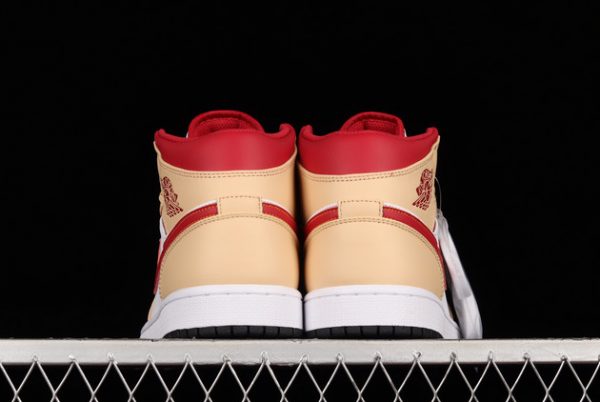 Brand New Air Jordan 1 Mid “Beige Red” Basketball Shoes 554724-201-3