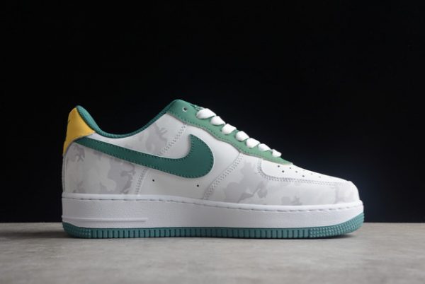 Discount Nike Air Force 1 ’07 White/Dark Green-Yellow Outlet AF1234-009-1
