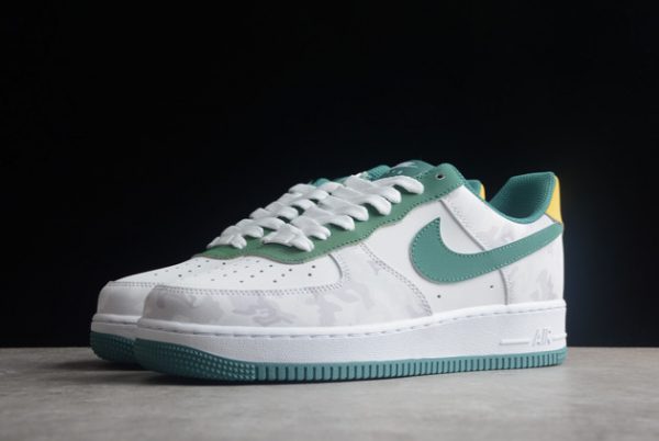Discount Nike Air Force 1 ’07 White/Dark Green-Yellow Outlet AF1234-009-2