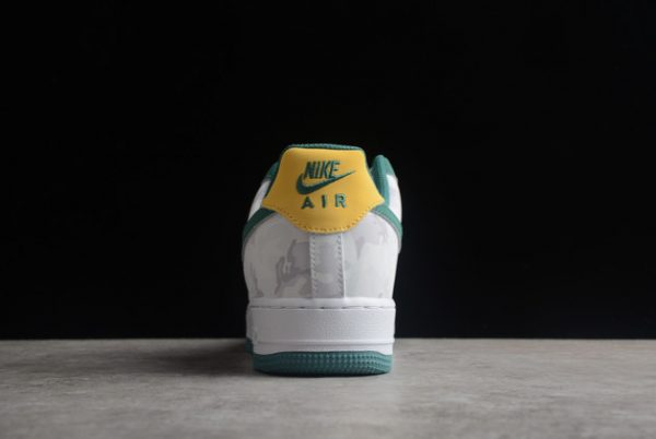 Discount Nike Air Force 1 ’07 White/Dark Green-Yellow Outlet AF1234-009-4