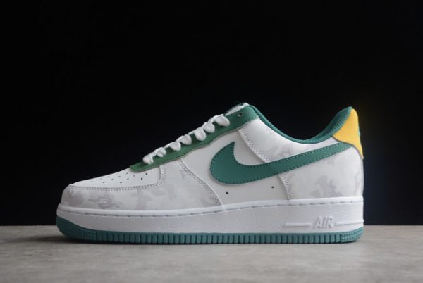 Discount Nike Air Force 1 ’07 White/Dark Green-Yellow Outlet AF1234-009