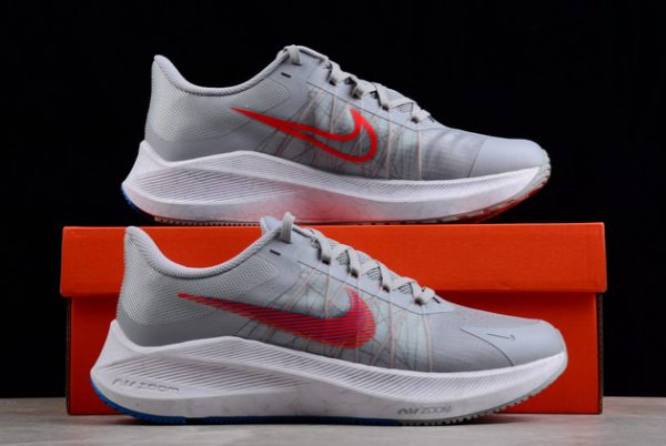 New 2022 Nike Zoom Winflo 8 Wolf Grey/Bright Crimson Running Shoes DW3419-004-4