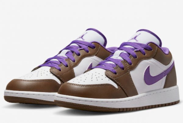 Nike Air Jordan 1 Low Brown Purple Basketball Shoes 553558-215-3