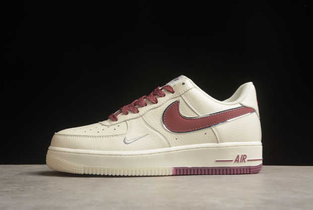 2023 Discount Nike Air Force 1 '07 Low Beige Burgundy JJ0253-009 Shoes