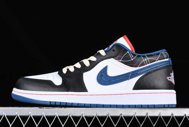 Buy New 2023 Air Jordan 1 Low White Industrial Blue Siren Red FV3622-141 Basketball Shoes