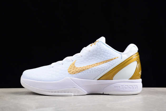 2024 Release CW2190-101 Nike Zoom Kobe 6 White/Metallic Gold Basketball Shoes