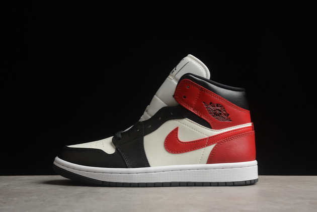 2024 Air Jordan 1 Mid Black Toe AJ1 BQ6472-160 Basketball Shoes