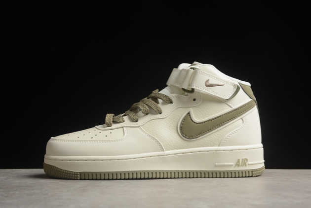 2024 Nike Air Force 1 '07 Mid White Olive SH0235-577 Basketball Shoes