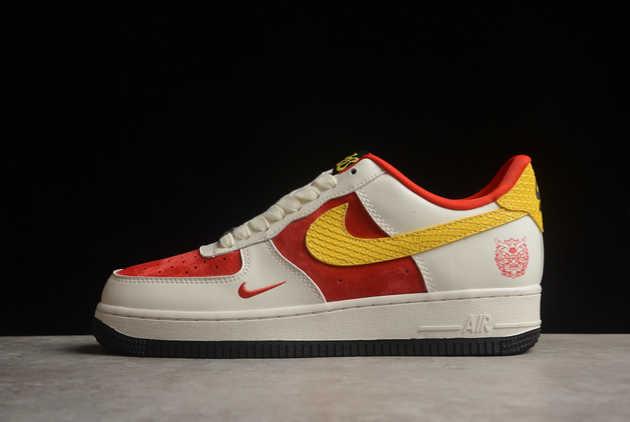 2024 Nike Air Force 1 07 Low Year of the Dragon White Red Gold Black LX1988-001 Basketball Shoes