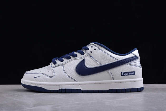 2024 Supreme x Nike SB Dunk Low White Navy Blue RM2308-238 Basketball Shoes